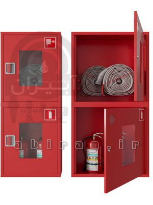 جعبه آتش نشانی دو طبقه روکار کارگاهی آهنی قرمز سایز ۶۰*۱۵۰